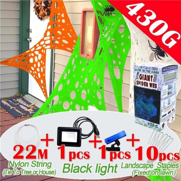 700 sqft Tri-Color Giant Durable Spider Web Halloween Decoration Outdoor - Picture 6 of 7
